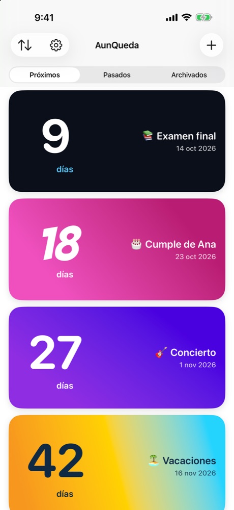 Lista de cuentas atrás