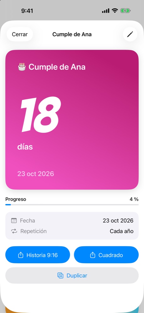 Detalle de una cuenta atrás